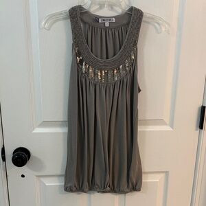 Jennifer Lopez Gray Embellished Tank Top